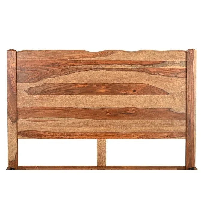 HomeRoots Brown Live Edge Solid Wood King Bed Frame