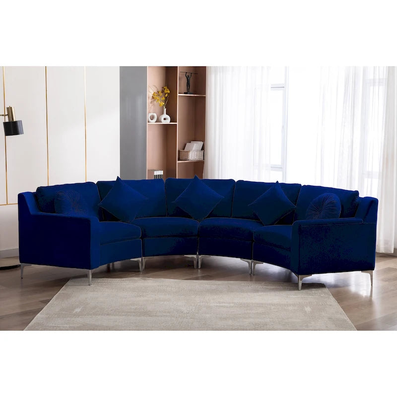 136 Velvet Semicircle couch Modular Curve Sectional Sofa