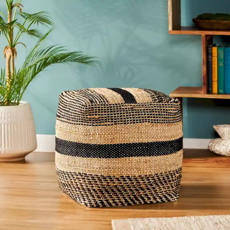 Caiman Handcrafted Boho Fabric Pouf by Christopher Knight Home