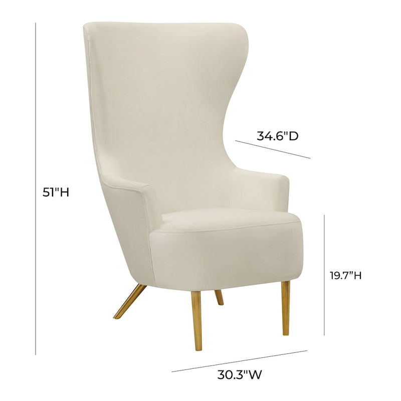 Inspire Me Home Decor Julia Cream Wingback Velvet Chair