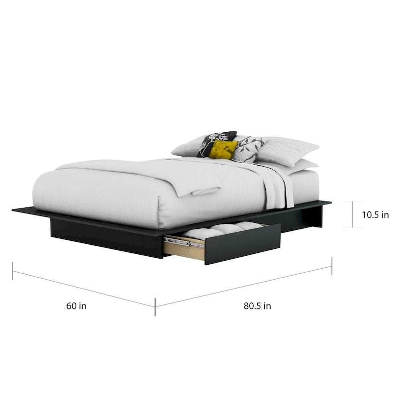 Full / Queen size Modern Platform Bed Frame with 2 Storage Drawers