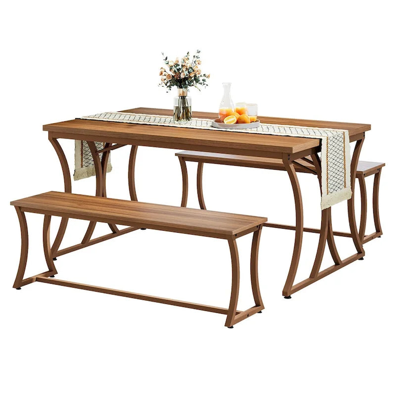 51-inch Rectangle Kitchen Dining Dinner Table with Bench Set for 4-6