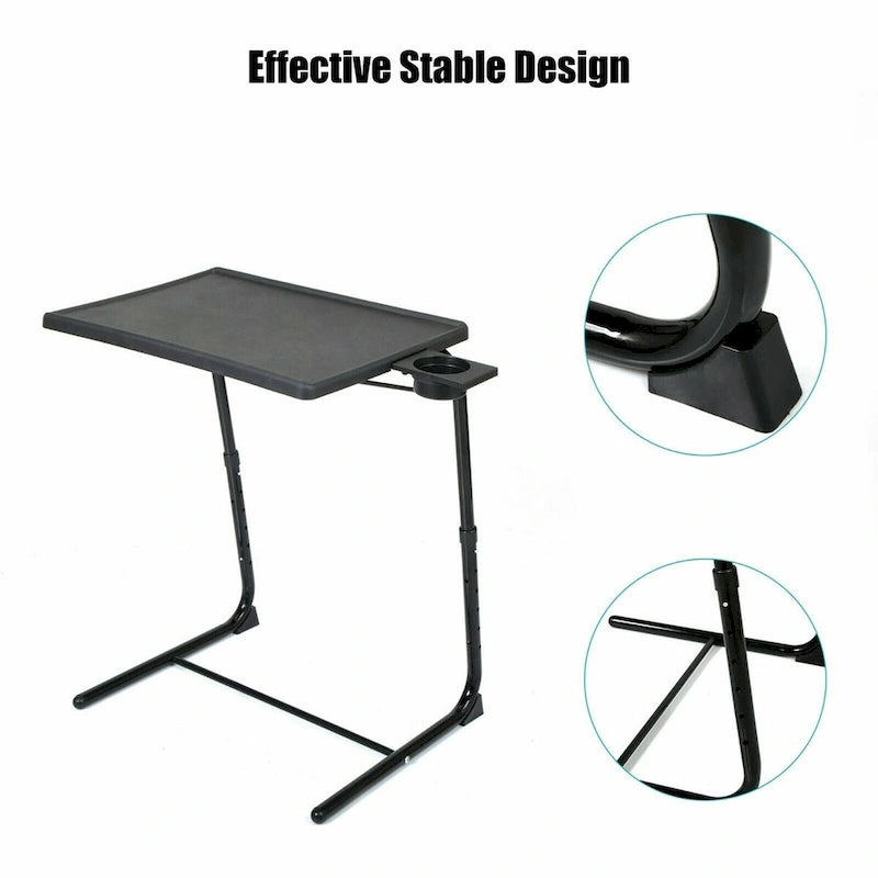 Folding TV Tray Laptop Table End Table Height Adjustable Cup Holder
