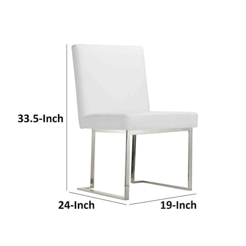 Boly 19 Inch Side Dining Chair Set of 2, Chrome Cantilever Steel Base White