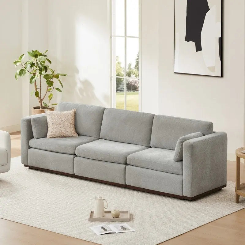 Gray Modular Sectional Sofa - 3-7 Seater with Storage Ottoman