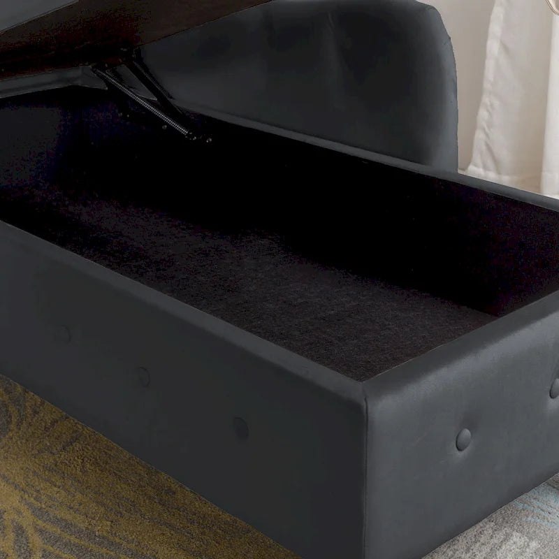 Black 58.26 Velvet Upholstered Button Tufted Chaise Lounge Chair with Storage