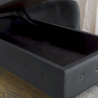 Black 58.26 Velvet Upholstered Button Tufted Chaise Lounge Chair with Storage