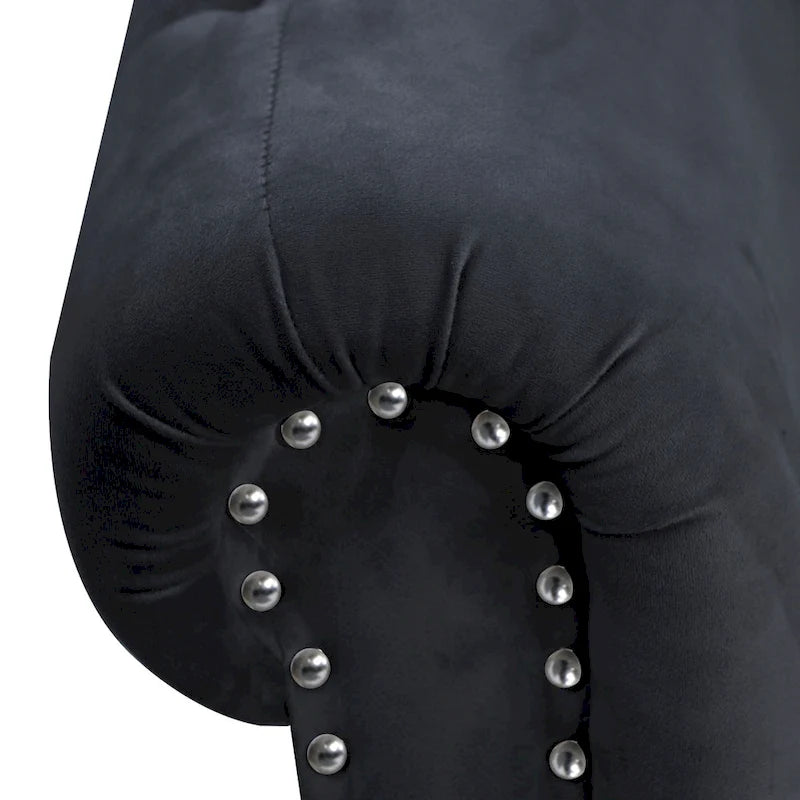 Black 58.26 Velvet Upholstered Button Tufted Chaise Lounge Chair with Storage