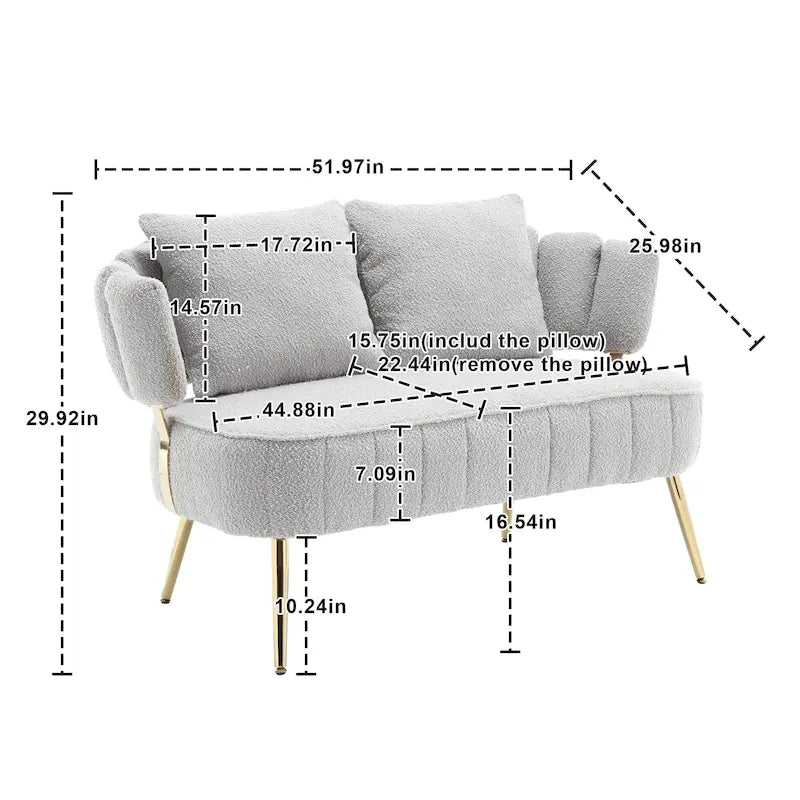 Modern Upholstered Armsofa Tufted Sofa with Metal Frame