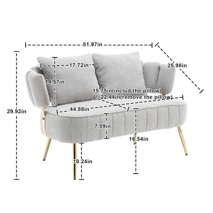 Modern Upholstered Armsofa Tufted Sofa with Metal Frame