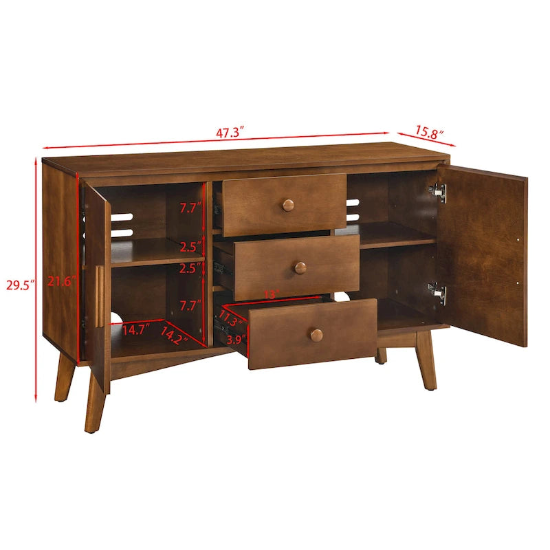 47.3 Mid Century Modern Sideboard Buffet Cabinet with Storage,Storage Cabinet with 2 Doors and 3 Drawers,Accent Console Table
