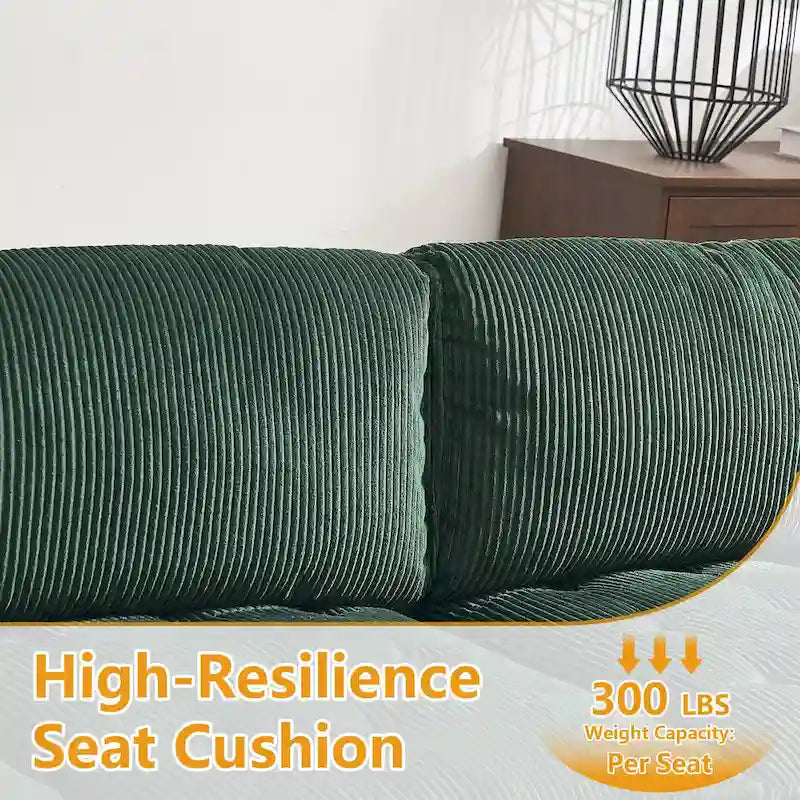 U-Shaped Corduroy Upholstered 6-Seat Convertible Modular Sectional Sofa Fit for Living Room