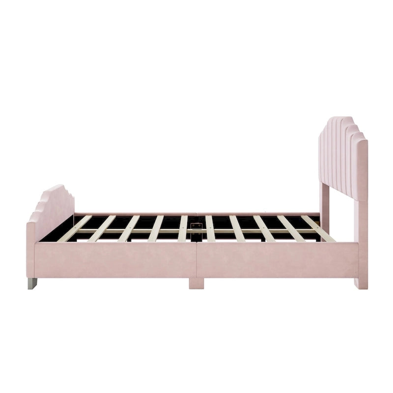 Modern Full Size Upholstered Platform Bed with Quilted Headboard and Footboard, Wooden Frame, No Box Spring Needed