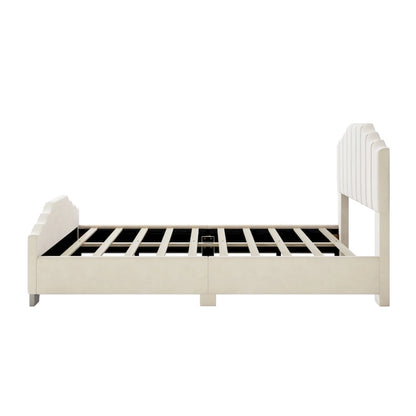 Modern Full Size Upholstered Platform Bed with Quilted Headboard and Footboard, Wooden Frame, No Box Spring Needed