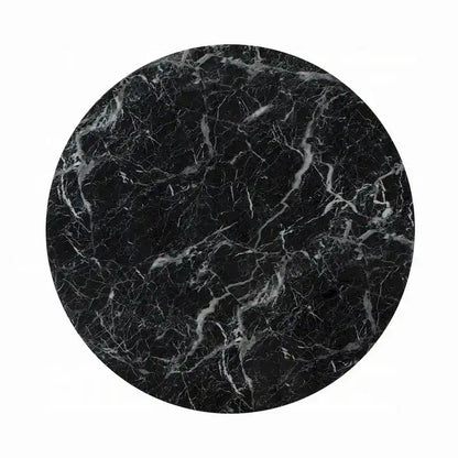 Olivia Dining Table, Pedestal Base, 48 Inch Round Black Faux Stone Top