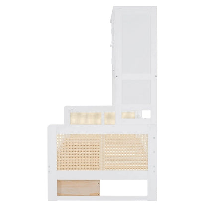 Twin Daybed with Storage Drawers, Cabinet, and Shelf, Sturdy Wood Construction