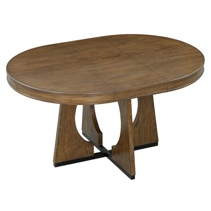 5 Piece Extendable Dining Table Set Retro Round Dining Table and Chair Sets with Geometric Design for Kitchen Dining Room