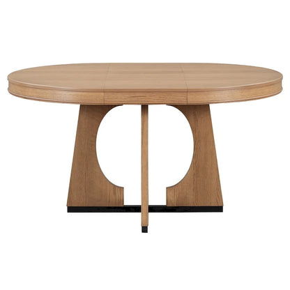 5 Piece Extendable Dining Table Set Retro Round Dining Table and Chair Sets with Geometric Design for Kitchen Dining Room