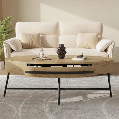 Modern Center Oval Coffee Table with Drawer - N/A