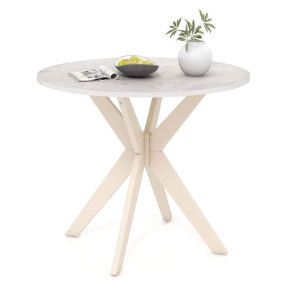 Costway Round Dining Table 36 Faux Marble Tabletop Rubber Wood Legs - See Details