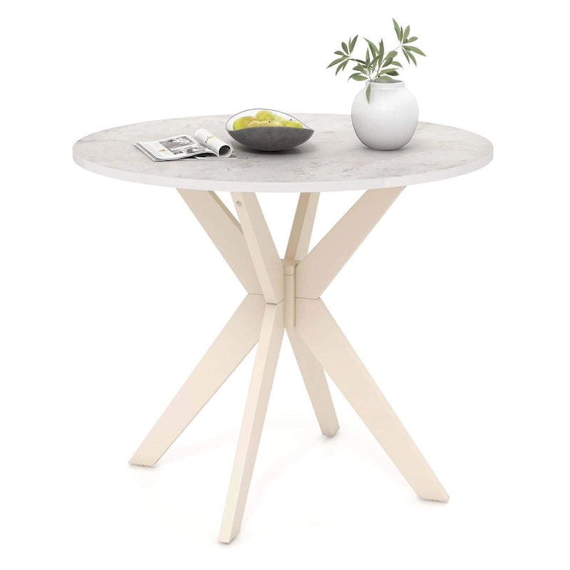 Costway Round Dining Table 36 Faux Marble Tabletop Rubber Wood Legs - See Details