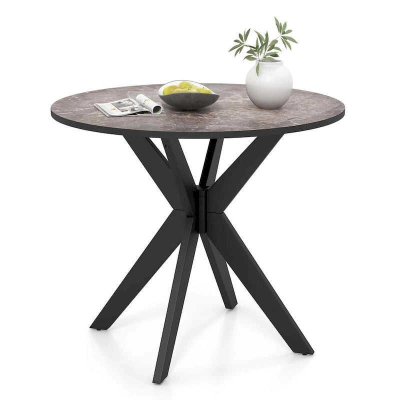 Costway Round Dining Table 36 Faux Marble Tabletop Rubber Wood Legs - See Details