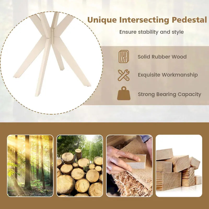 Costway Round Dining Table 36 Faux Marble Tabletop Rubber Wood Legs - See Details