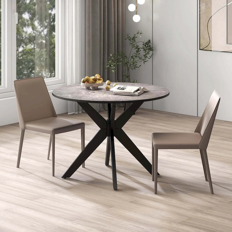 Costway Round Dining Table 36 Faux Marble Tabletop Rubber Wood Legs - See Details
