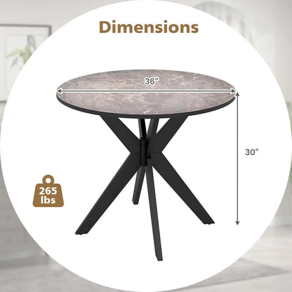 Costway Round Dining Table 36 Faux Marble Tabletop Rubber Wood Legs - See Details