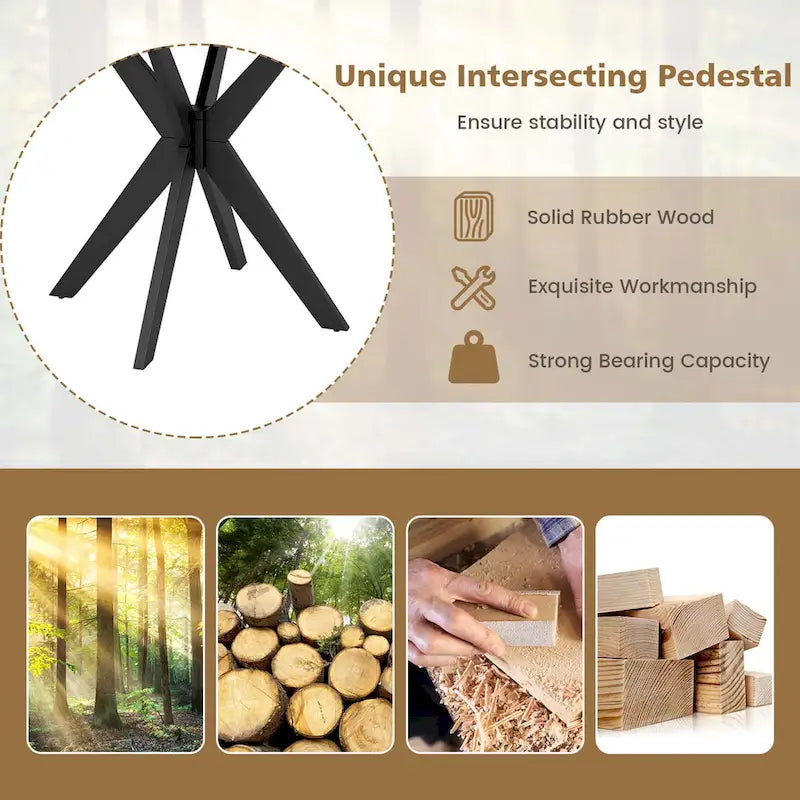 Costway Round Dining Table 36 Faux Marble Tabletop Rubber Wood Legs - See Details