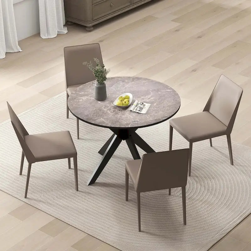 Costway Round Dining Table 36 Faux Marble Tabletop Rubber Wood Legs - See Details