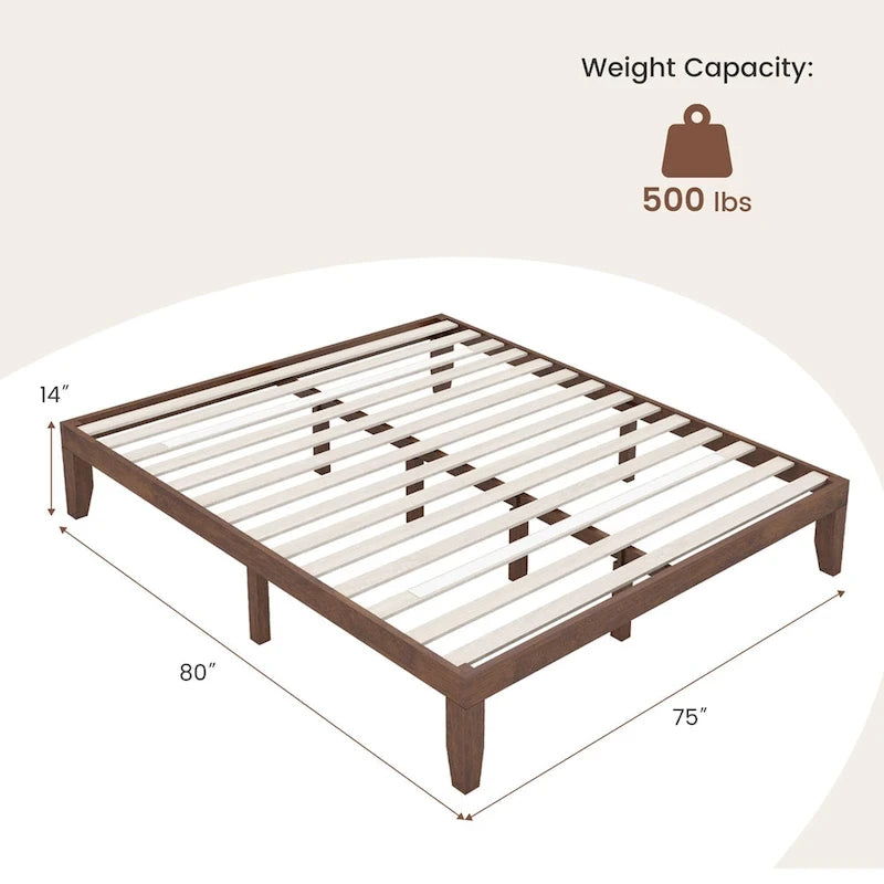 Costway King Size 14 Wooden Bed Frame Mattress Platform Wood Slats