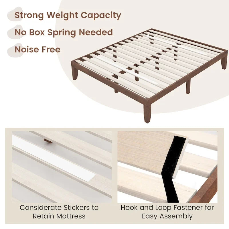 Costway King Size 14 Wooden Bed Frame Mattress Platform Wood Slats