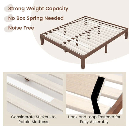 Costway King Size 14 Wooden Bed Frame Mattress Platform Wood Slats