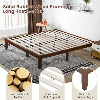 Costway King Size 14 Wooden Bed Frame Mattress Platform Wood Slats