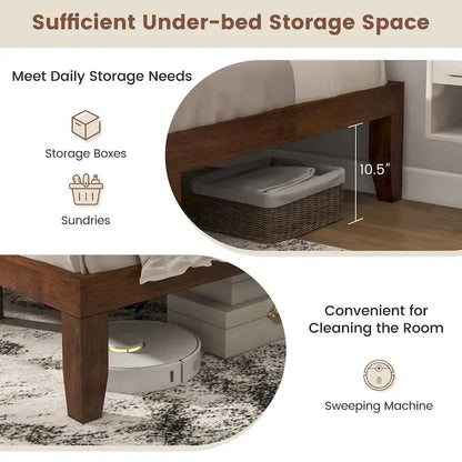 Costway King Size 14 Wooden Bed Frame Mattress Platform Wood Slats