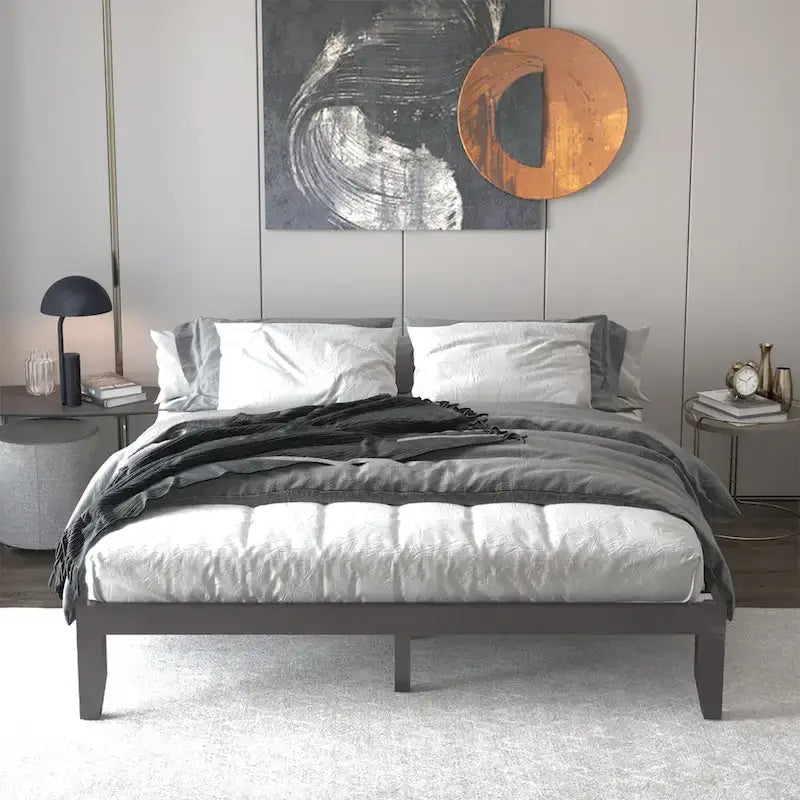 Costway King Size 14 Wooden Bed Frame Mattress Platform Wood Slats