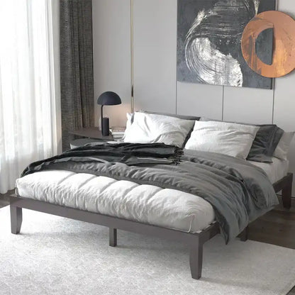 Costway King Size 14 Wooden Bed Frame Mattress Platform Wood Slats