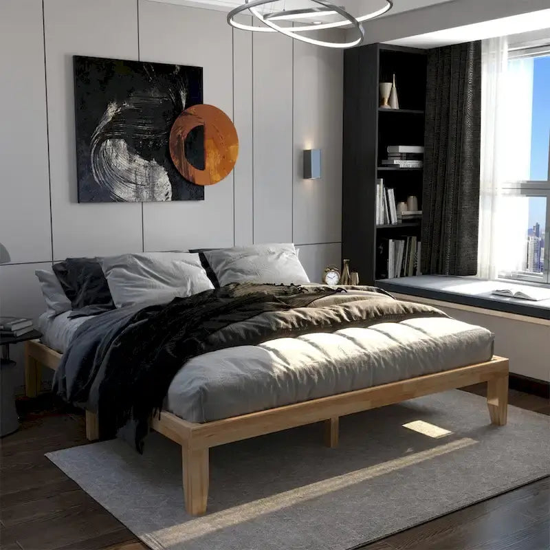 Costway King Size 14 Wooden Bed Frame Mattress Platform Wood Slats