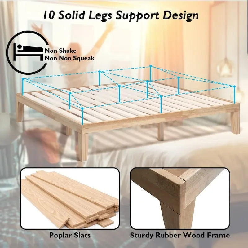 Costway King Size 14 Wooden Bed Frame Mattress Platform Wood Slats