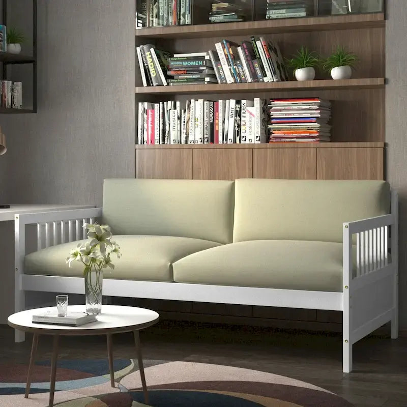 Gymax Twin Size Wooden Slats Daybed Frame Support Platform W/Rails