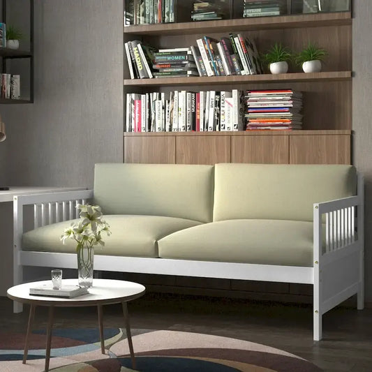 Gymax Twin Size Wooden Slats Daybed Frame Support Platform W/Rails