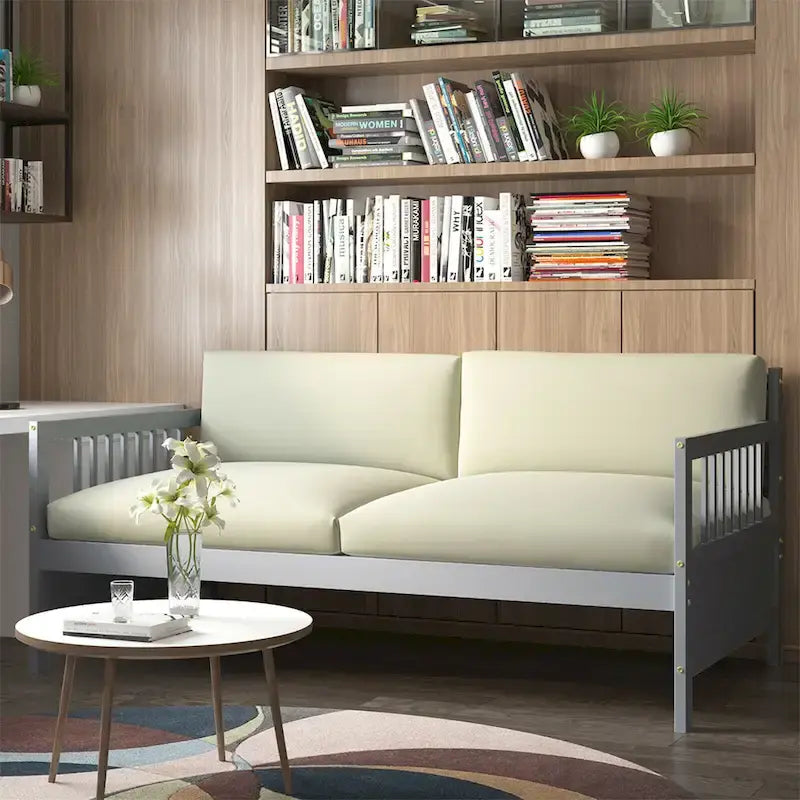 Gymax Twin Size Wooden Slats Daybed Frame Support Platform W/Rails