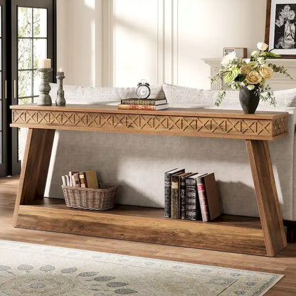 70.87-Inch Extra Long Entryway Table, 2-Tier Narrow Console Table with Storage - 70.87D x 11.81W x 31.5H