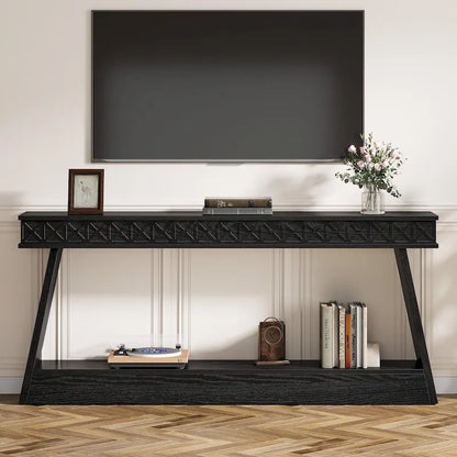 70.87-Inch Extra Long Entryway Table, 2-Tier Narrow Console Table with Storage - 70.87D x 11.81W x 31.5H