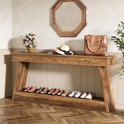 70.87-Inch Extra Long Entryway Table, 2-Tier Narrow Console Table with Storage - 70.87D x 11.81W x 31.5H