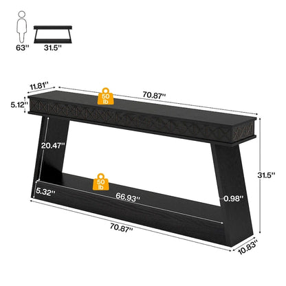 70.87-Inch Extra Long Entryway Table, 2-Tier Narrow Console Table with Storage - 70.87D x 11.81W x 31.5H