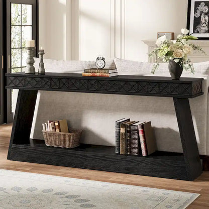 70.87-Inch Extra Long Entryway Table, 2-Tier Narrow Console Table with Storage - 70.87D x 11.81W x 31.5H