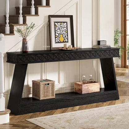 70.87-Inch Extra Long Entryway Table, 2-Tier Narrow Console Table with Storage - 70.87D x 11.81W x 31.5H