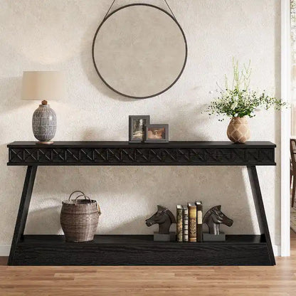 70.87-Inch Extra Long Entryway Table, 2-Tier Narrow Console Table with Storage - 70.87D x 11.81W x 31.5H